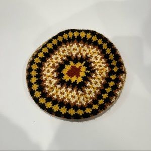 Vintage knit cotton blend beret